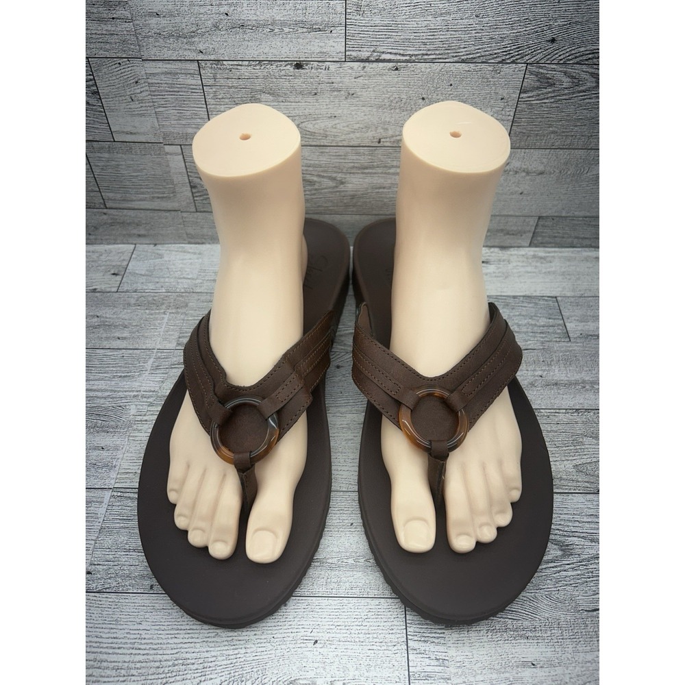 Skechers Sandals Maui Summer Fun Arch‎ Fit Thong Women Size 11 Brown Tortoise